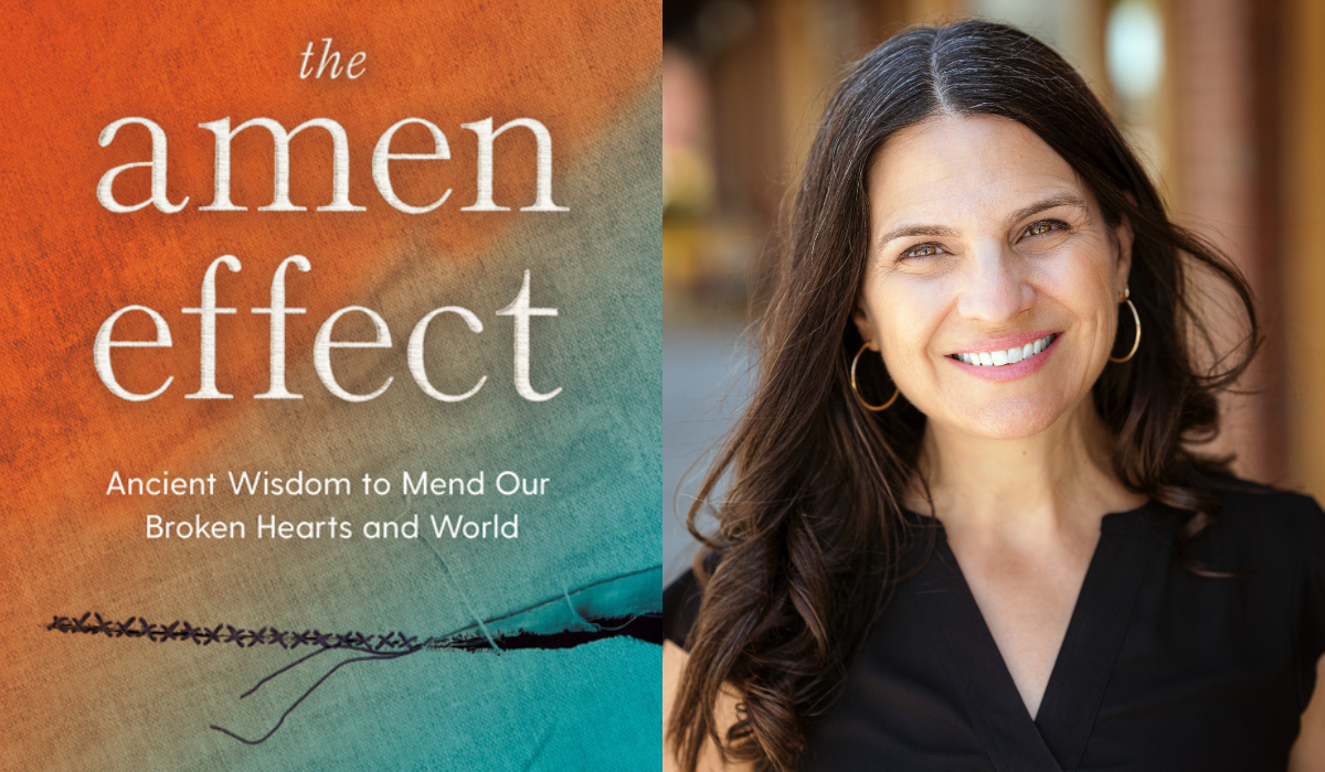 Rabbi Sharon smiling with the book the amen effect