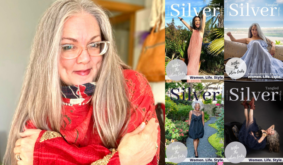 Robin Salls, Founder of Silver Magazine. With 4 covers of previous issues.