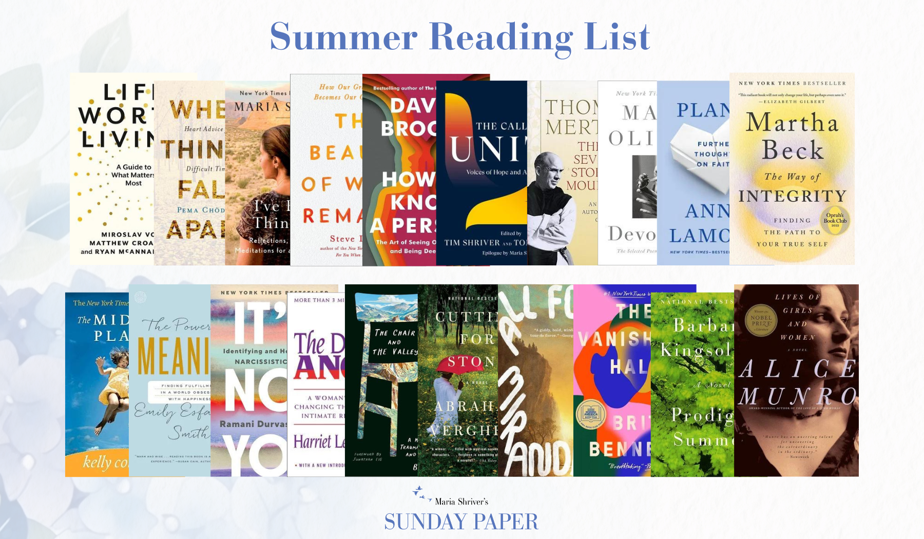 The Sunday Paper’s Summer Reading List