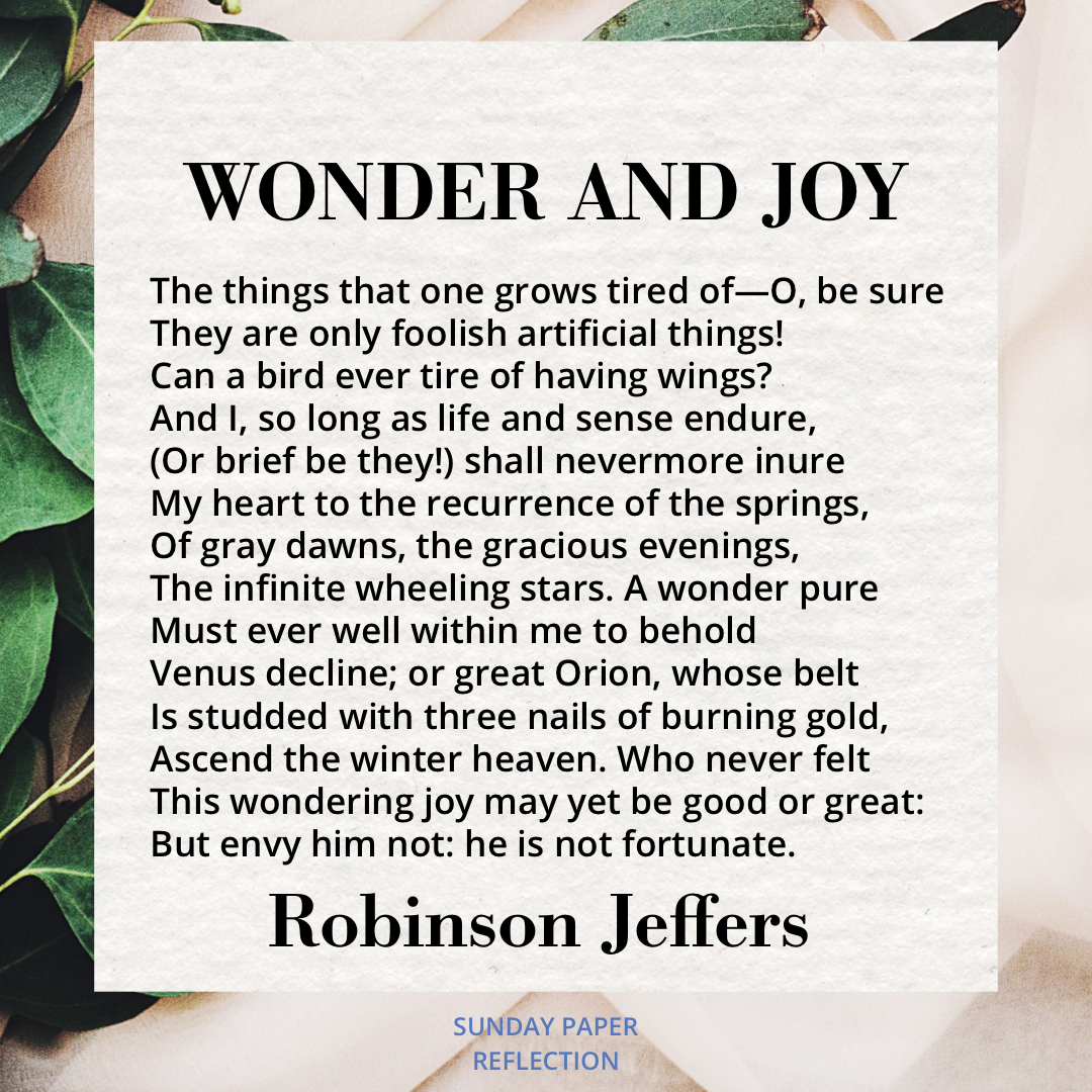 Wonder and Joy by Robinson Jeffers