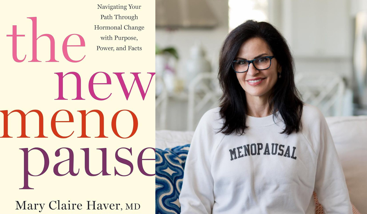 The New Menopause. Dr. Haver with shirt, 'menopausal.'