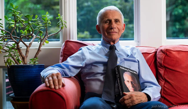Anthony Fauci with his book, On Call.